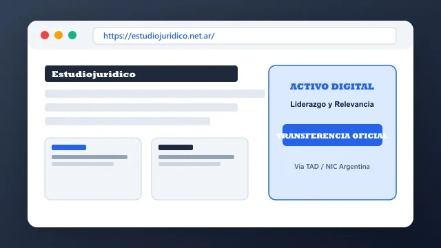 Ecosistema digital, branding y proceso de cesión registral formal de estudiojuridico.net.ar
