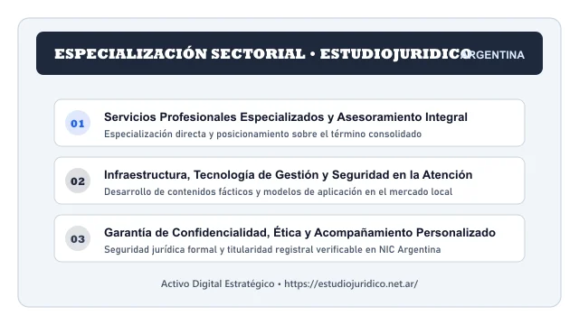 Enfoque temático y aplicaciones de negocio para el activo digital estudiojuridico.net.ar (Estudiojuridico)