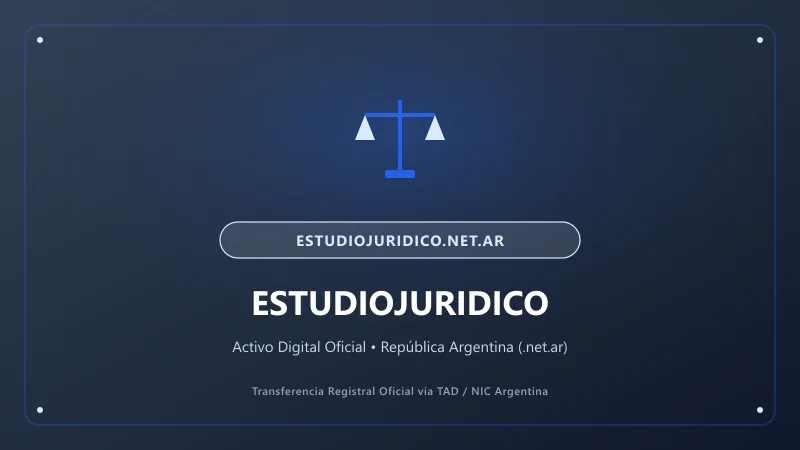 Identidad visual y presentación comercial del nombre de dominio estudiojuridico.net.ar en venta
